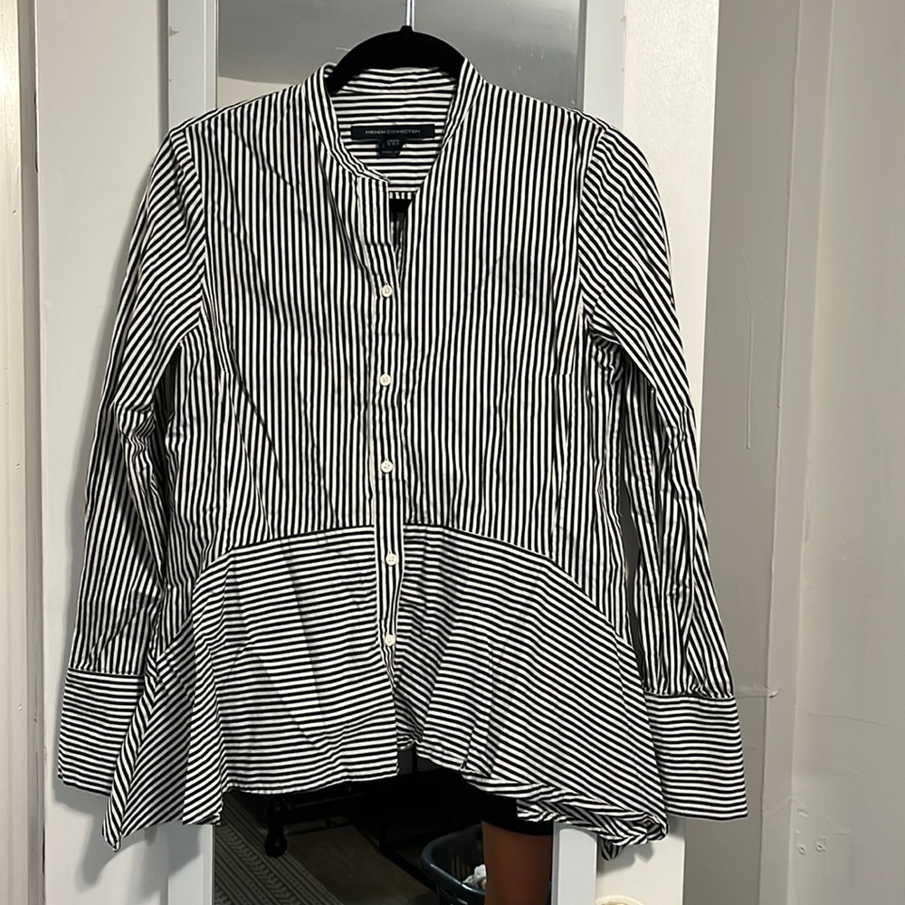 French Connection Button Down Peplum Blouse